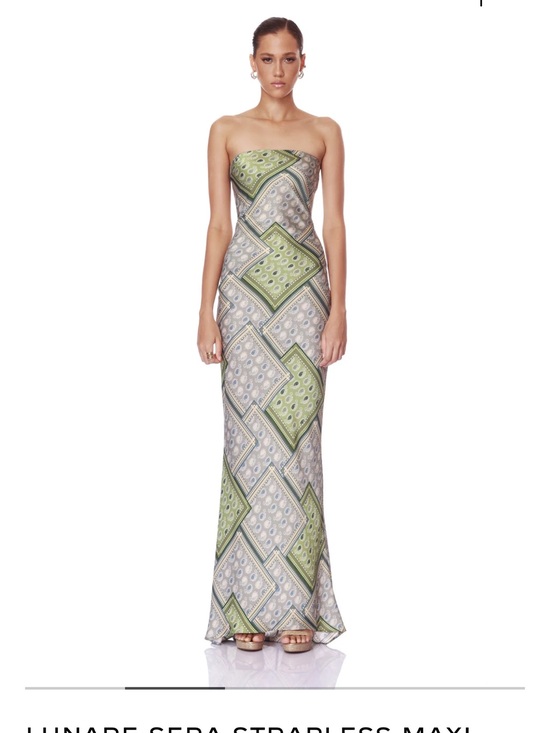 Bronx and Banco Dresses & Skirts - Bronx and Banco Strapless Printed Maxi Dress in Green and Gray
